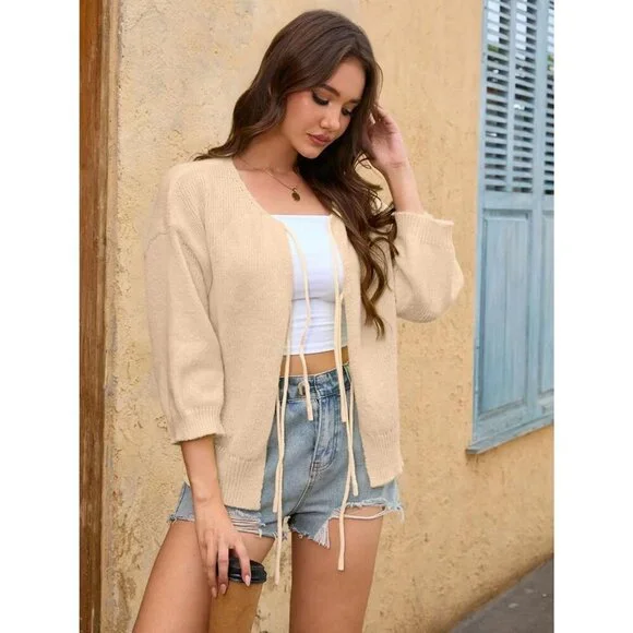 Women's Orange Lightweight Casual Fashion Fabric Long Sleeve Sweatshirts Jacket - Picture 4 of 5